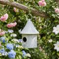 Paukščių namelis, skirtas pakabinti metalinį baltos mėlynos spalvos Ø15cm H21cm | Floristik24.lt