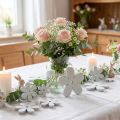 Taškinė apdaila medinė stalo puošmena baltos gėlės Ø2cm–6cm 20 vnt | Floristik24.lt