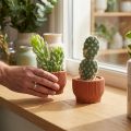 Dirbtiniai augalai Sultingi kaktusai Dirbtinis žalias augalas 14,5/15,5 cm 2 vnt | Floristik24.lt