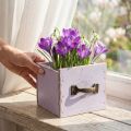 Stalčius Shabby Chic Deco Wood Purple Spring Deco 12,5 × 12,5 × 10 cm | Floristik24.lt