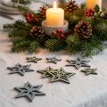 Deco žvaigždės medinės mėlynos, žalios medinės žvaigždės Kalėdinės 4cm mix 36vnt | Floristik24.lt