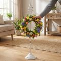 Vainikų laikiklis, baltas, „Shabby Chic“ stiliaus, vainikų stovas, 1 kabliukas, aukštis 76 cm | Floristik24.lt
