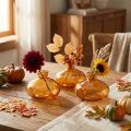 Mini stiklinės vazos, svogūninės, plokščios, oranžinės spalvos, Ø9 cm, 6 vnt. | Floristik24.lt