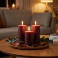 4 bordo spalvos kolonėlių žvakių rinkinys, vienspalvės, 70x120 mm - Dekoratyvinės žvakės namų atmosferai ir gerovei | Floristik24.lt