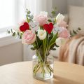 Kištukas dviguba širdelė raudona, balta 8cm x 5cm 12vnt | Floristik24.lt