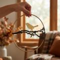 Metalinis paukščio lango dekoravimas, Ø22,5 cm, rudeninė pakabinama dekoracija, elegantiška sienos puošmena | Floristik24.lt