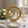 Jubiliejinis numeris 60 aukso Ø40cm | Floristik24.lt