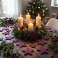 Išsklaidytos dekoracijos žvaigždės flokuotos aksominės žvaigždės violetinės uogos 4/5cm 40 vnt. | Floristik24.lt