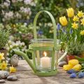 Žibinto stiklo dekoratyvinė laistytuvu metalinė žalia Ø14cm H13cm | Floristik24.lt