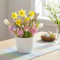 Gėlių lazdelė Spalvingas zuikis medinis dekoras Velykos 6cm 12 vnt | Floristik24.lt