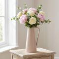 Dekoratyvinė metalinė vaza, dekoratyvinis ąsotis, rožinė, kūginė, vintažinė gėlių vaza, 38 cm | Floristik24.lt
