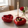 Keraminės dekoratyvinės širdelės raudonas dubuo blizgus 13×15×6,5cm 2 vnt | Floristik24.lt