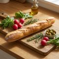 Dekoratyvinė prancūziško batono replika 38 cm - dirbtinis maistas, duonos imitacija vitrinoms ir virtuvės dekoravimui | Floristik24.lt
