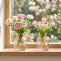 Stiklinė gėlių vaza, retro, rausvo atspalvio, Ø11cm, aukštis14.5cm, 2 vnt. | Floristik24.lt