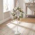 Vainiko laikiklis Shabby Chic baltas vainiko stovas metalinis 4 kabliukai H76cm | Floristik24.lt