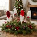 Gnome klijuoti su megzta kepure raudona, balta, pilka 11-13cm L34-35,5cm 12 vnt. | Floristik24.lt