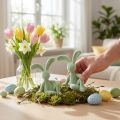 Velykų zuikučio dekoratyvinė figūrėlė stilingai namų dekoracijai ir Velykoms, 22 cm, 2 dalys | Floristik24.lt