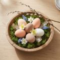 Persikų rudai balti velykiniai kiaušiniai H6cm 24vnt | Floristik24.lt