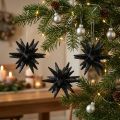 Kalėdinės puošmenos žvaigždės pakabinimui juodos Ø7,5cm 8 vnt | Floristik24.lt