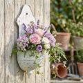 Shabby Chic sieninis dubuo, metalinis pusiau apvalus baltas 24 cm × 10 cm × 47 cm | Floristik24.lt