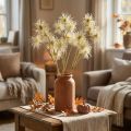 Ksanto dirbtinių gėlių kremas rudens puošmena 6 gėlės 80cm 3vnt | Floristik24.lt