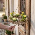 Medinis vainikas pakabinimui su kabliuku iš beržo medienos Ø35cm - Natūrali pavasario puošmena, makramei, gėlėms ir žolelėms | Floristik24.lt