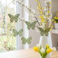 Dekoratyvinė pakaba drugelis žalias blizgutis 8cm 12 vnt | Floristik24.lt