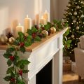 Kalėdų girlianda dirbtinė holly Ilex girlianda 160cm | Floristik24.lt