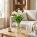 Dirbtinės tulpės baltas kremas Real Touch 38cm 7 vnt | Floristik24.lt