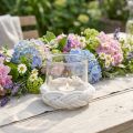 Žibinto stiklo makramė balta pinti Ø13cm H10cm | Floristik24.lt