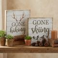 Vintažinės sienų apdailos medinės lentelės su posakiais 20x20cm 2vnt | Floristik24.lt