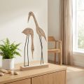Stovas medinių figūrinių kranų pora natūrali 27,5×13cm 2 vnt | Floristik24.lt