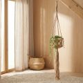 Pakabinama makrame dekoracija Boho smėlio spalvos ruda Ø12cm A79cm Augalų pakaba | Floristik24.lt