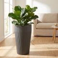 Grindų vaza, antracito spalvos, plastikinis vazonas, Ø28cm, aukštis 46.5cm | Floristik24.lt