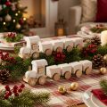 Medinis traukinukas deco kalėdinis traukinukas baltas L20cm A6cm 2vnt | Floristik24.lt