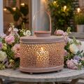 Dekoratyvinis žibintas ovalus rožinis žibinto stalo apdaila metalas 27×16×23cm | Floristik24.lt