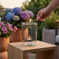 Žibinto stiklas su arbatinės žvakidės laikikliu juodo metalo Ø13,5×H20cm | Floristik24.lt
