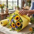 Manžetės popierius geltonai baltas Summertime 25cm 100m | Floristik24.lt