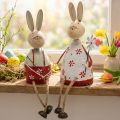 Kiškutis su vaikiška kėdute Velykų medinis, metalinis H21/23cm rinkinys 2 vnt | Floristik24.lt