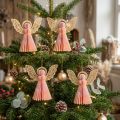 Kalėdiniai angeliukų papuošalai iš popieriaus, abrikosų spalvos, 12 cm, 4 vnt. rinkinys | Floristik24.lt