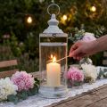 Deco Lantern Shabby Chic Lantern baltas metalas Ø15cm H46cm | Floristik24.lt