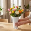 Vaza “Fizzy” Ø16cm H27cm balta, 1 vnt | Floristik24.lt