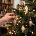 Stikliniai kūgiai pakabinimui, kūgiai, stiklas, ruda, auksinė, 5,5 cm, 14 vnt. | Floristik24.lt