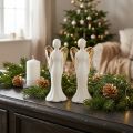Angelų figūrėlės keraminės angelo baltojo aukso 6cmx5cmx15cm 2vnt | Floristik24.lt