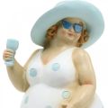 Floristik24 Moteris su kepure, jūros dekoracija, vasarinė, maudymosi figūrėlė mėlyna/balta H27cm