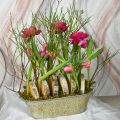 Floristik24 Pavasario dekoravimo gėlių vazonas ovalus metalinis augalinis dubuo su rankenomis vintažinis 28×15cm
