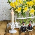Floristik24 Pavasarinė apdaila, metalinis sietynas su gėlėmis, vestuvių dekoravimas, žvakidės, stalo dekoravimas