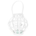Floristik24 Sodo žibintas, metalinis ir stiklinis, pakabinama žvakidė, baltas, Ø18,5 cm