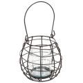 Floristik24 Sodo žibintas, juodo metalo su vėjo šviesa, Ø14cm, aukštis12.5cm
