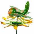 Floristik24 Dekoratyvinis kištukinis drugelis ir gėlė su metalinėmis spyruoklėmis žalia, oranžinė H70cm